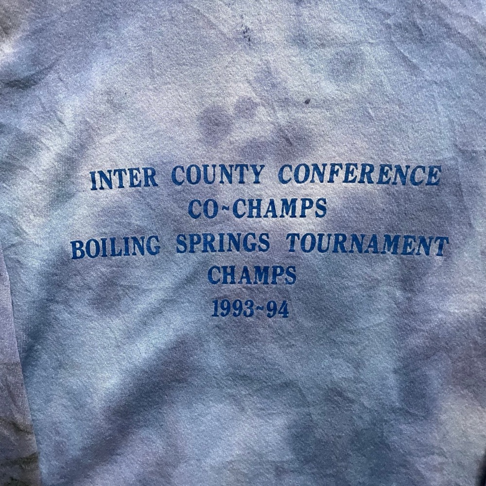 Vintage Bedford Wrestling Hoodie Mens XL Purple 1990s Tie Dye - Picture 13 of 14